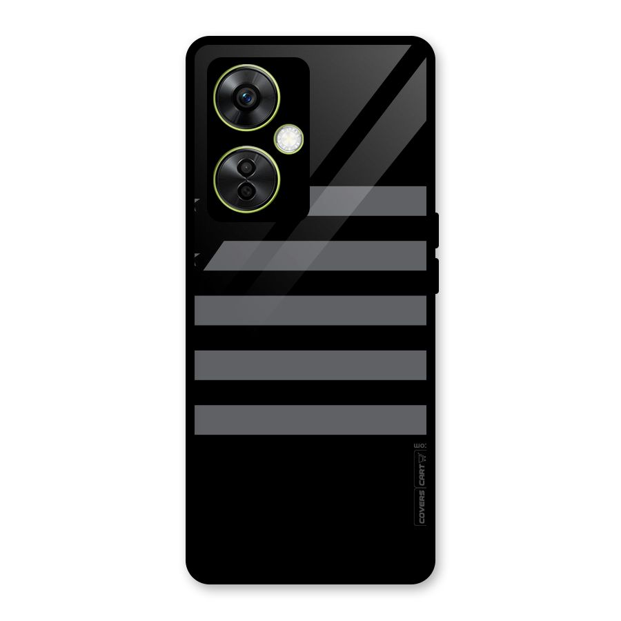 Grey Star Striped Pattern Glass Back Case for OnePlus Nord CE 3 Lite