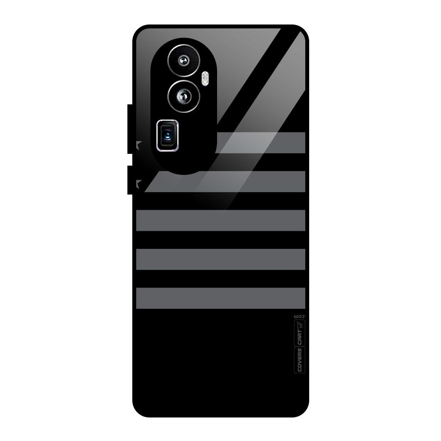 Grey Star Striped Pattern Glass Back Case for Oppo Reno10 Pro Plus