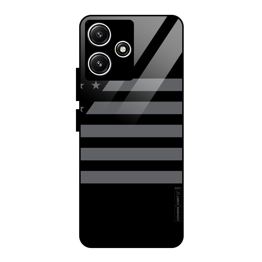 Grey Star Striped Pattern Glass Back Case for Poco M6 Pro