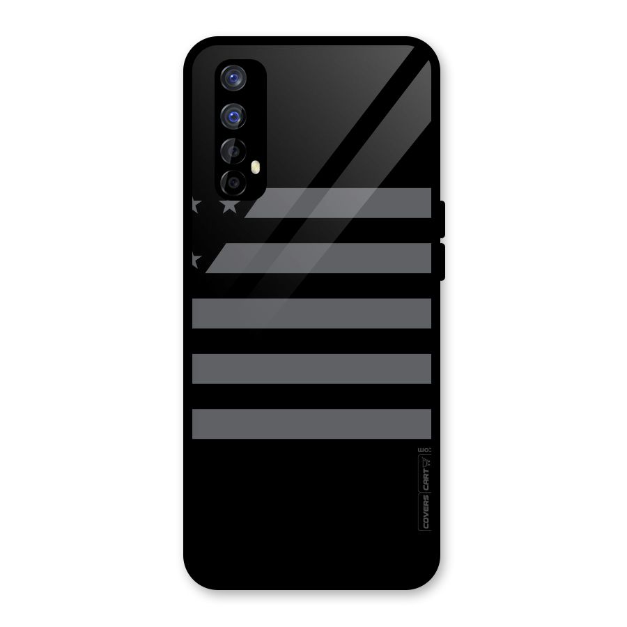 Grey Star Striped Pattern Glass Back Case for Realme 7