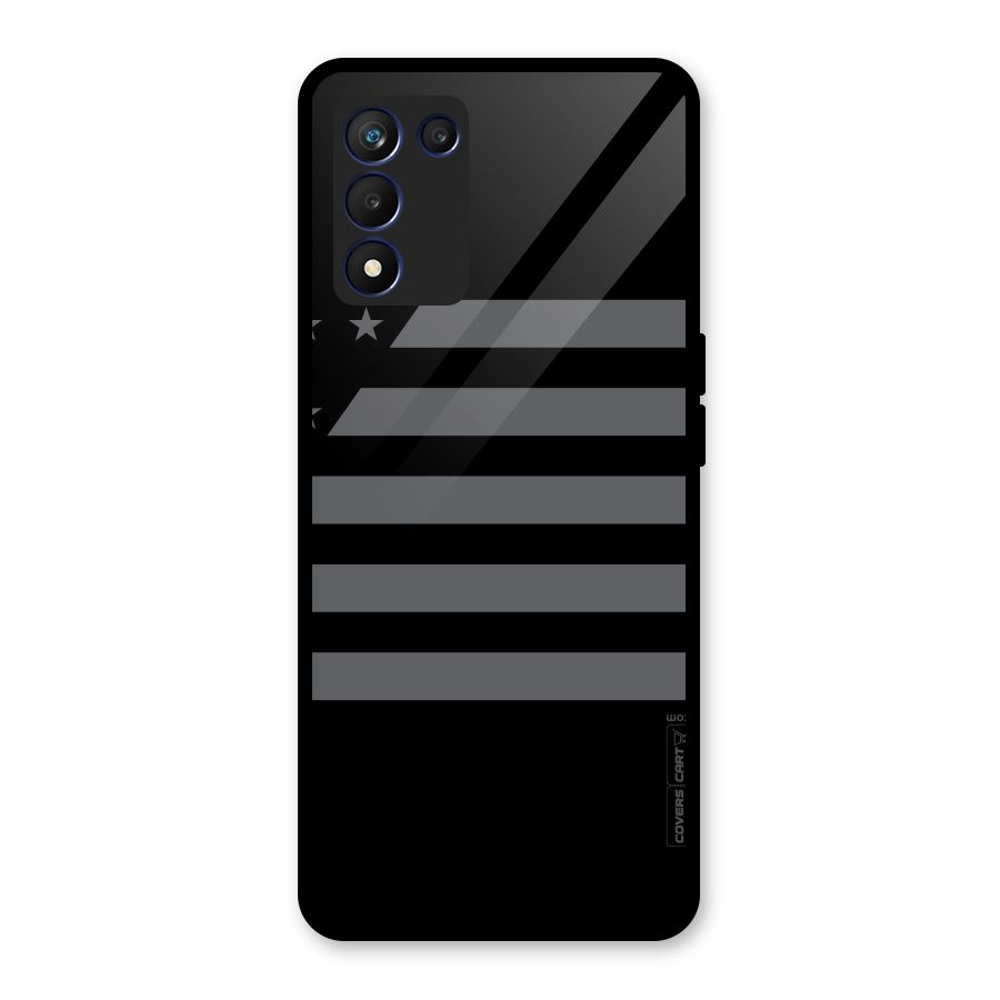 Grey Star Striped Pattern Glass Back Case for Realme 9 5G Speed