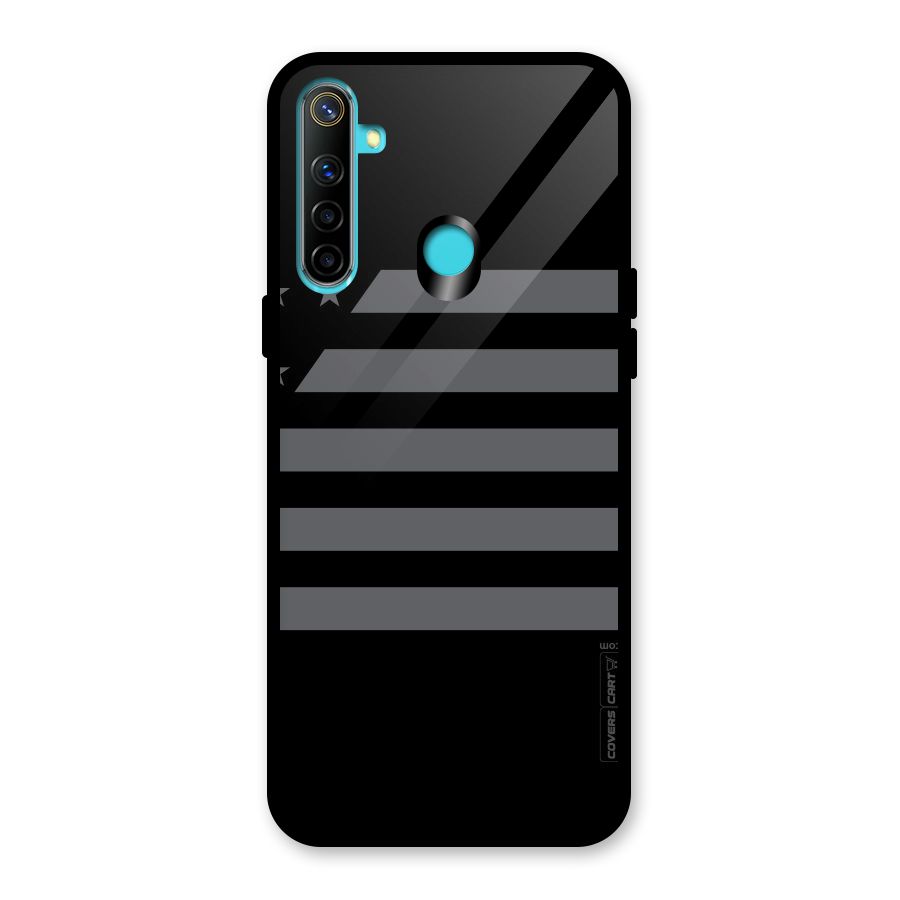 Grey Star Striped Pattern Glass Back Case for Realme Narzo 10