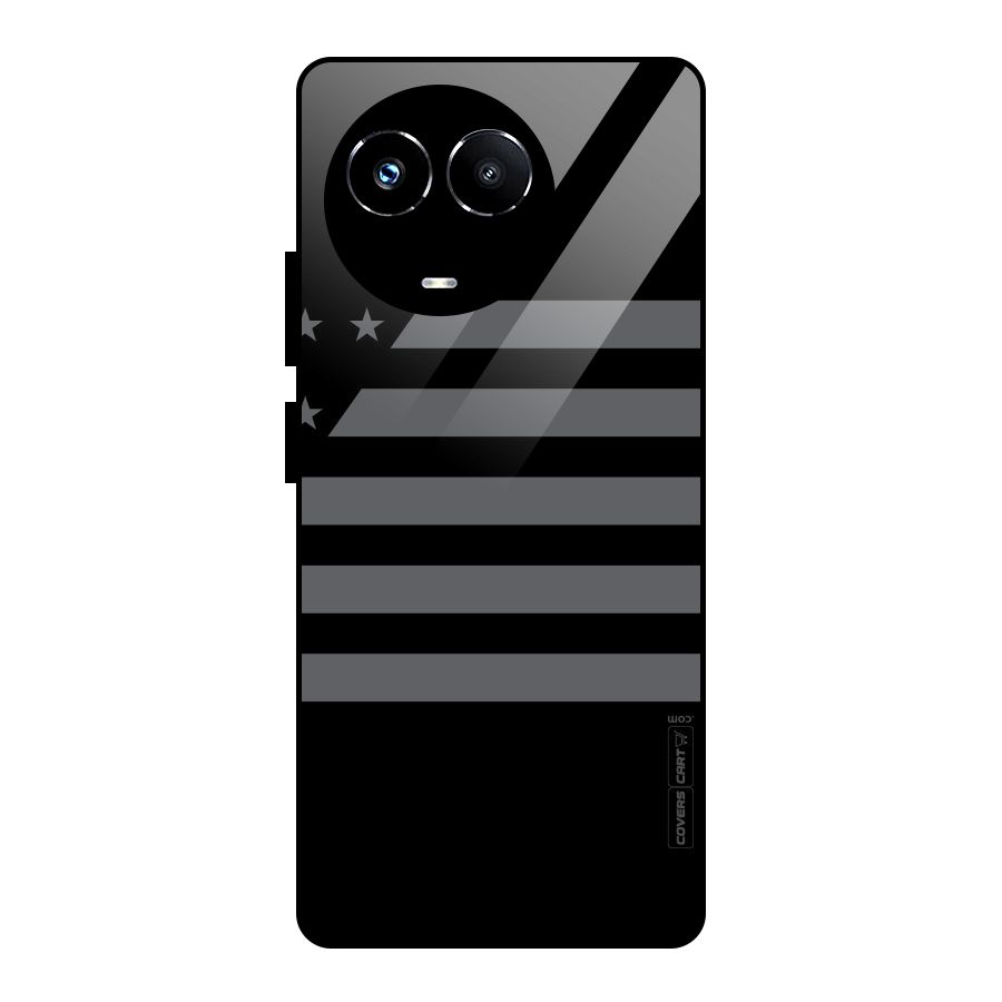 Grey Star Striped Pattern Glass Back Case for Realme Narzo 60X