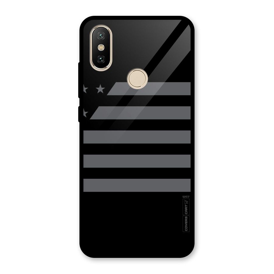 Grey Star Striped Pattern Glass Back Case for Redmi A1