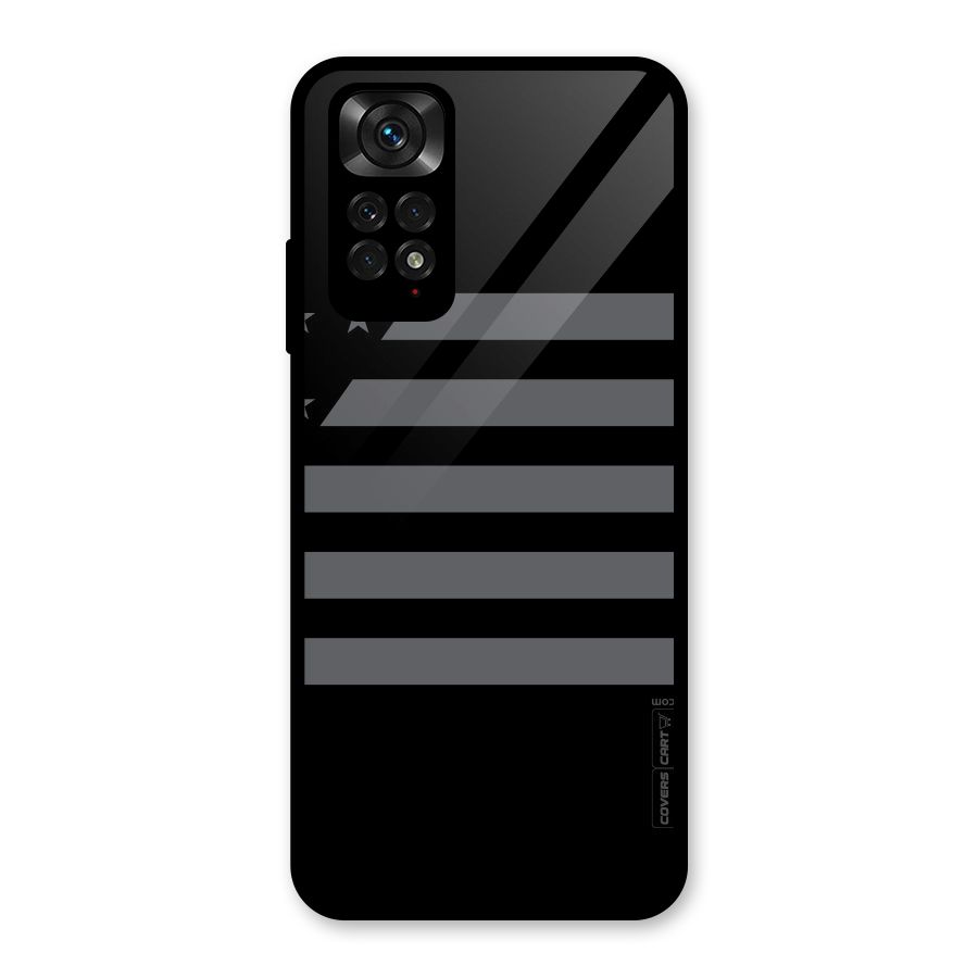 Grey Star Striped Pattern Glass Back Case for Redmi Note 11S