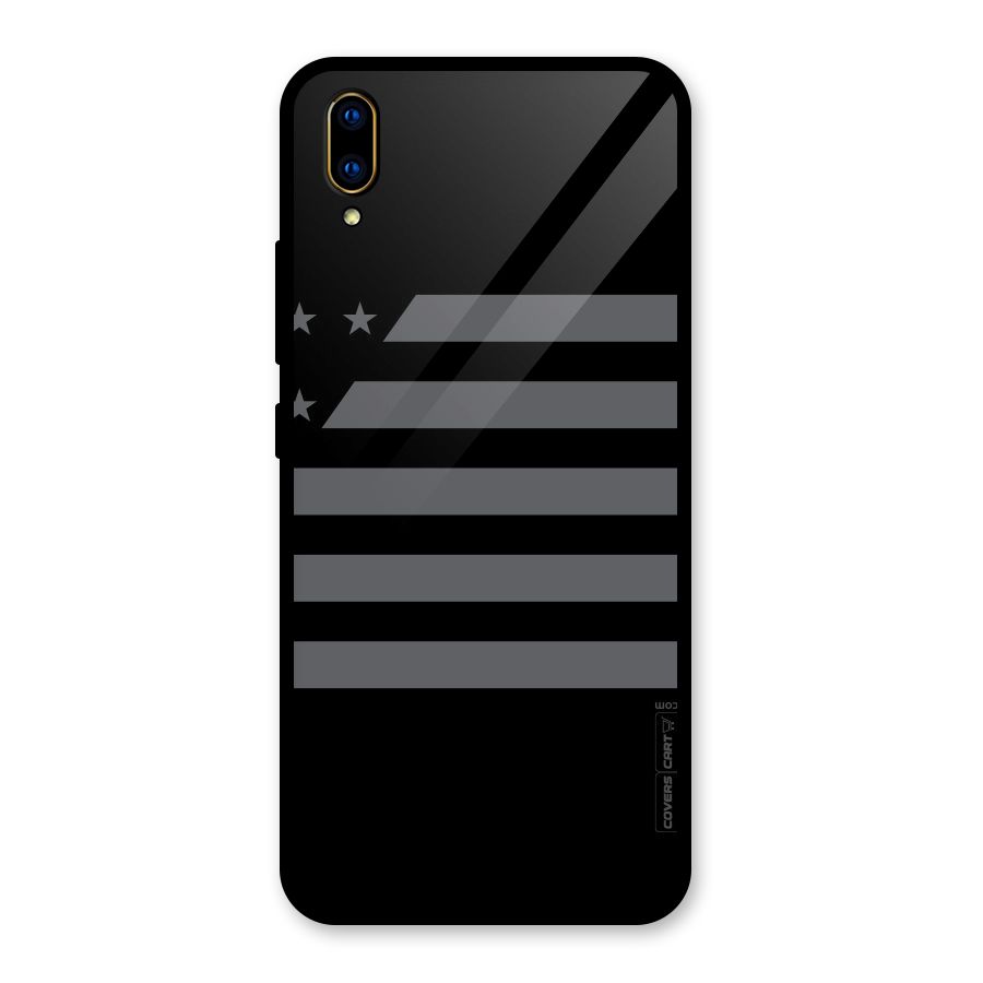 Grey Star Striped Pattern Glass Back Case for Vivo V11 Pro