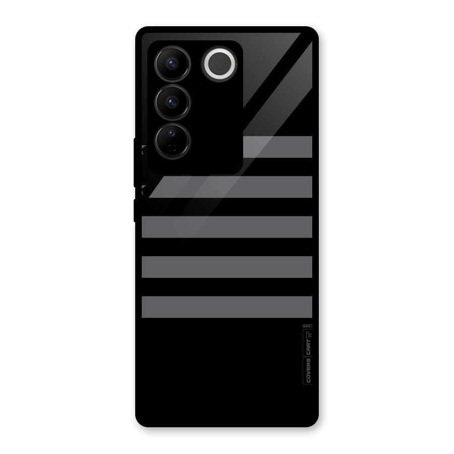 Grey Star Striped Pattern Glass Back Case for Vivo V27
