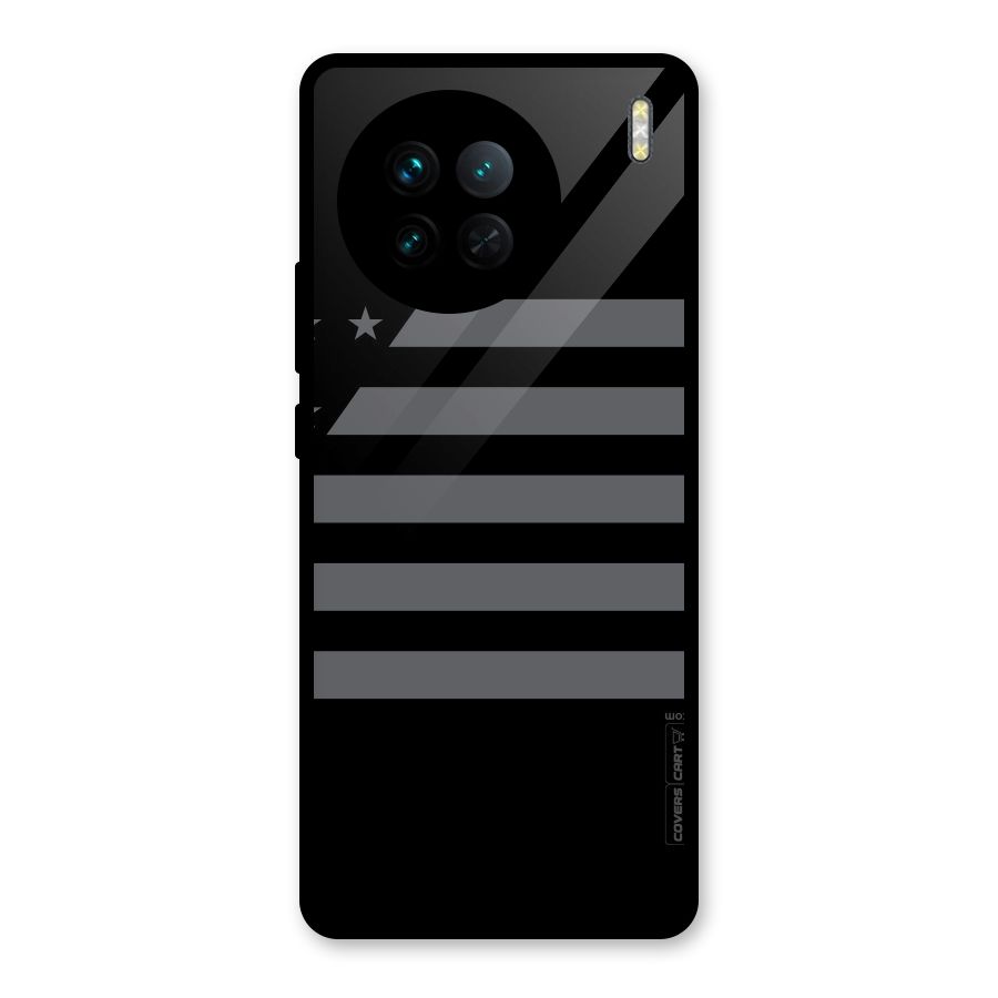 Grey Star Striped Pattern Glass Back Case for Vivo X90