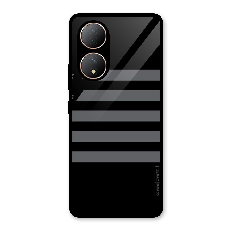 Grey Star Striped Pattern Glass Back Case for Vivo Y100A