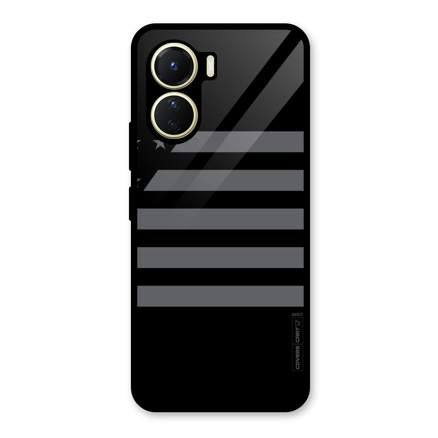 Grey Star Striped Pattern Glass Back Case for Vivo Y16