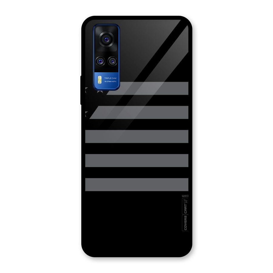 Grey Star Striped Pattern Glass Back Case for Vivo Y31