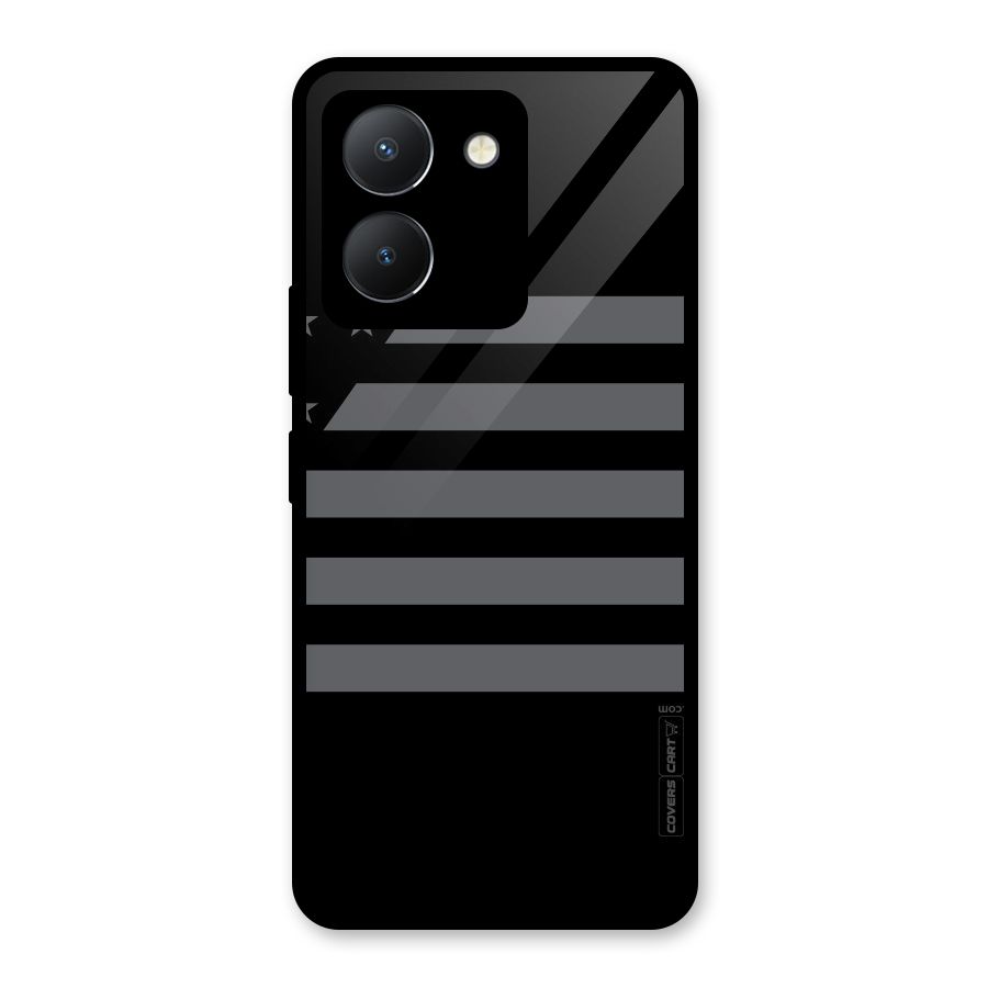 Grey Star Striped Pattern Glass Back Case for Vivo Y36