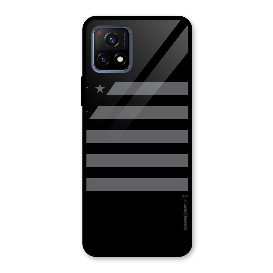 Grey Star Striped Pattern Glass Back Case for Vivo Y72 5G