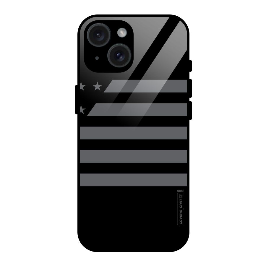Grey Star Striped Pattern Glass Back Case for iPhone 15