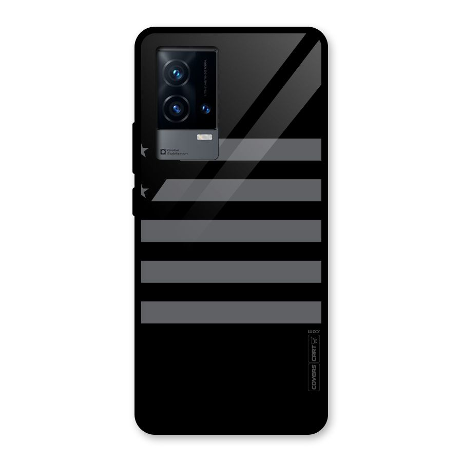 Grey Star Striped Pattern Glass Back Case for iQOO 9 5G