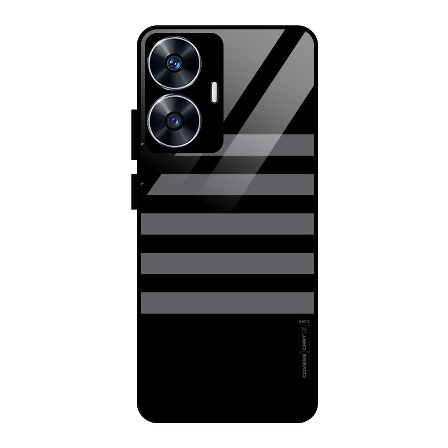 Grey Star Striped Pattern Glass Back Case for realme C55