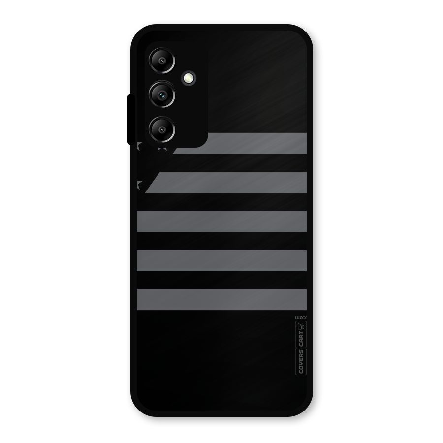 Grey Star Striped Pattern Metal Back Case for Galaxy A14 5G
