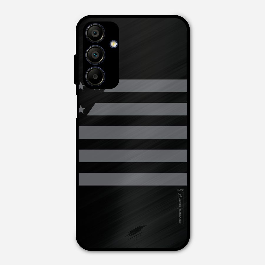 Grey Star Striped Pattern Metal Back Case for Galaxy A15 5G