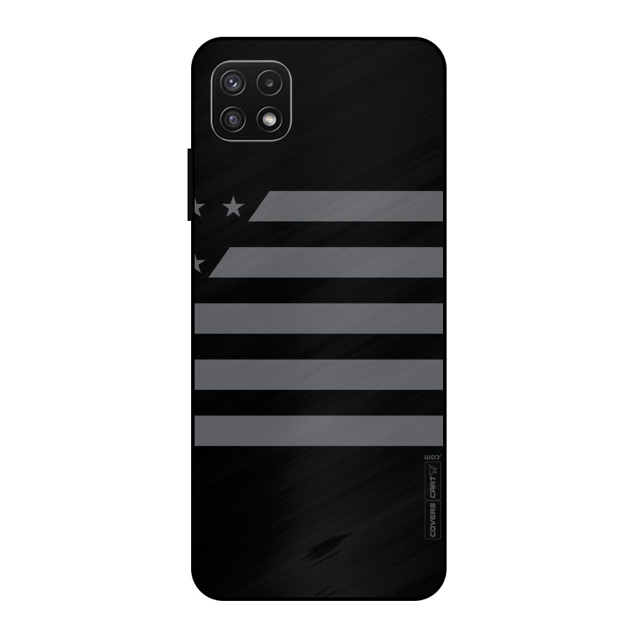 Grey Star Striped Pattern Metal Back Case for Galaxy A22 5G