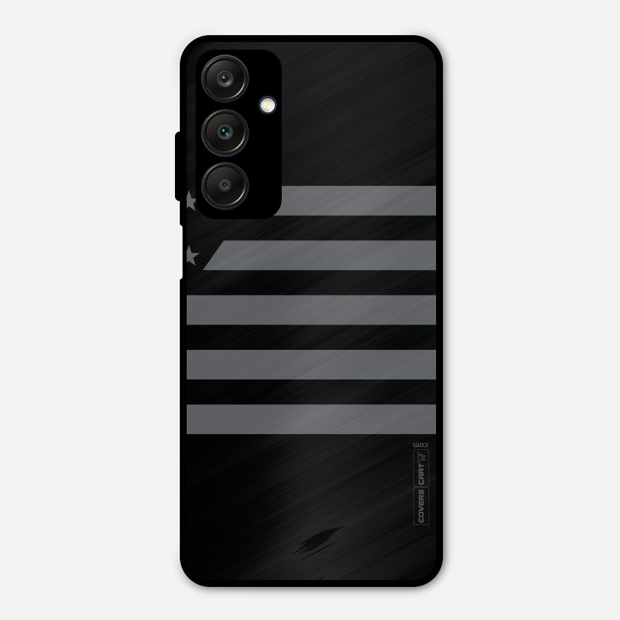 Grey Star Striped Pattern Metal Back Case for Galaxy A25 5G
