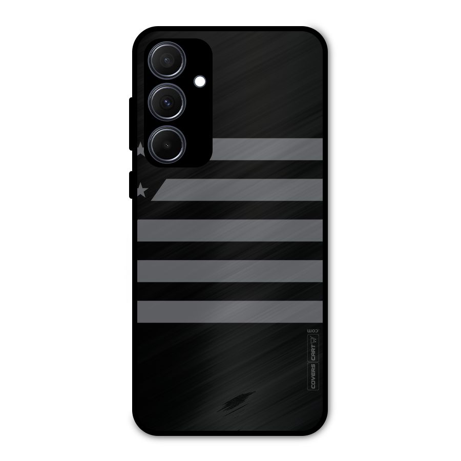 Grey Star Striped Pattern Metal Back Case for Galaxy A35