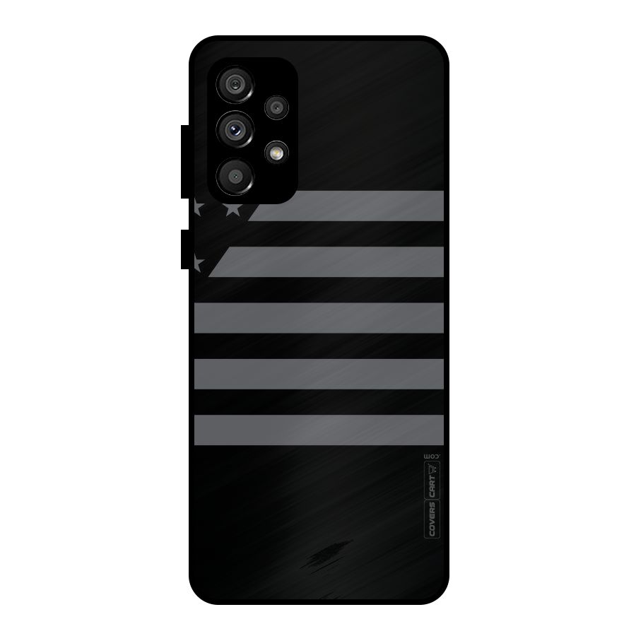 Grey Star Striped Pattern Metal Back Case for Galaxy A73 5G