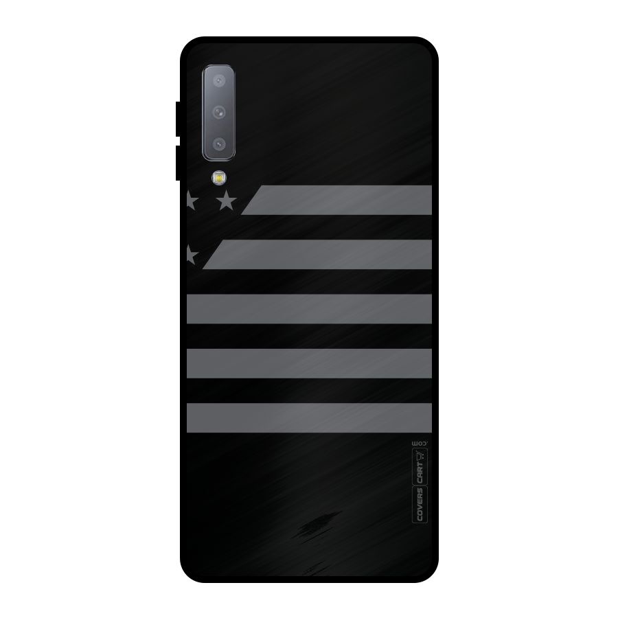 Grey Star Striped Pattern Metal Back Case for Galaxy A7 (2018)