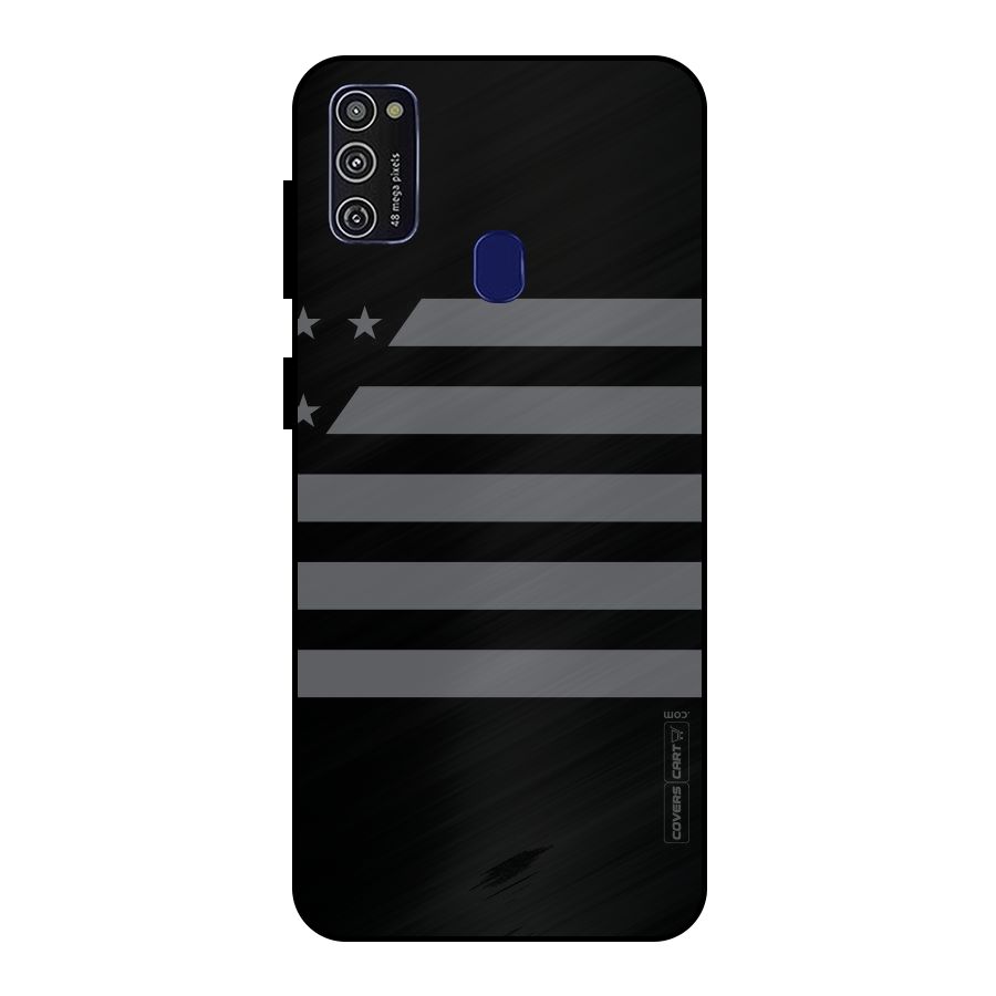 Grey Star Striped Pattern Metal Back Case for Galaxy M21