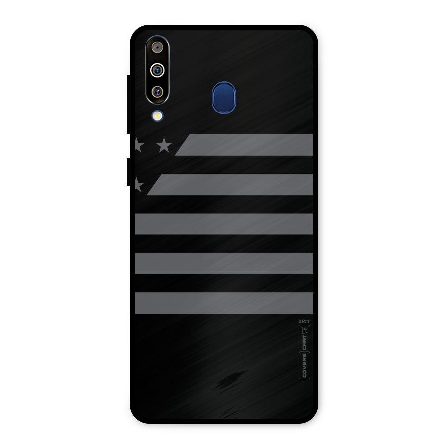 Grey Star Striped Pattern Metal Back Case for Galaxy M30