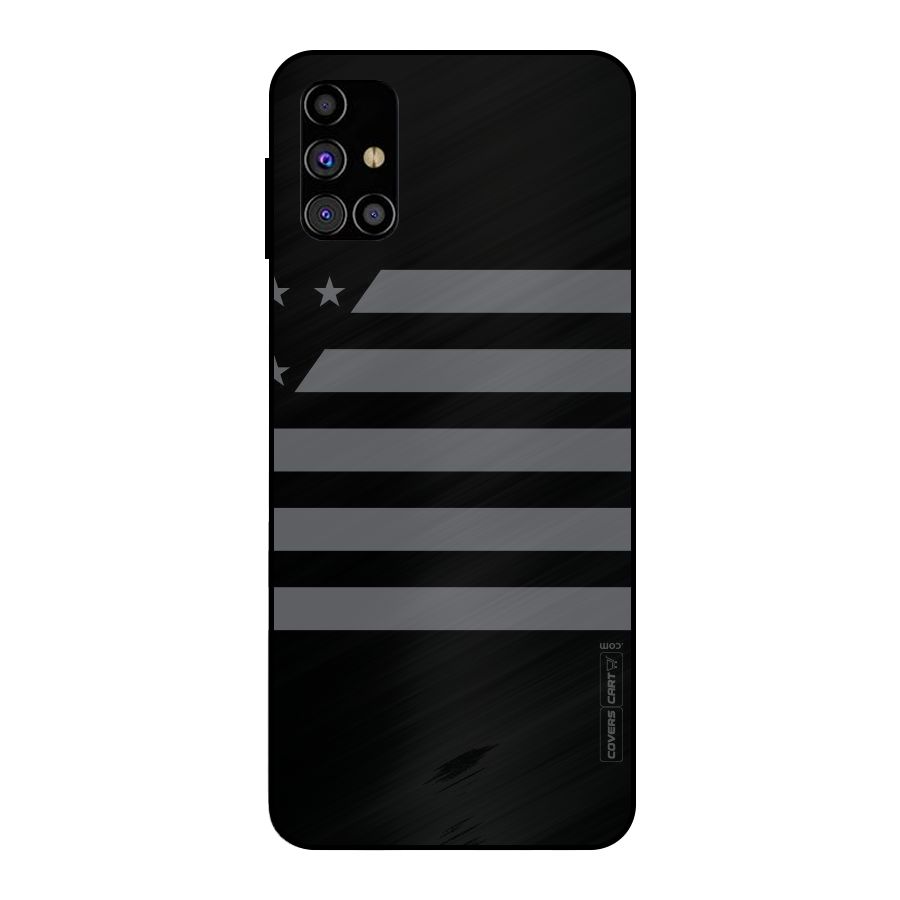 Grey Star Striped Pattern Metal Back Case for Galaxy M31s