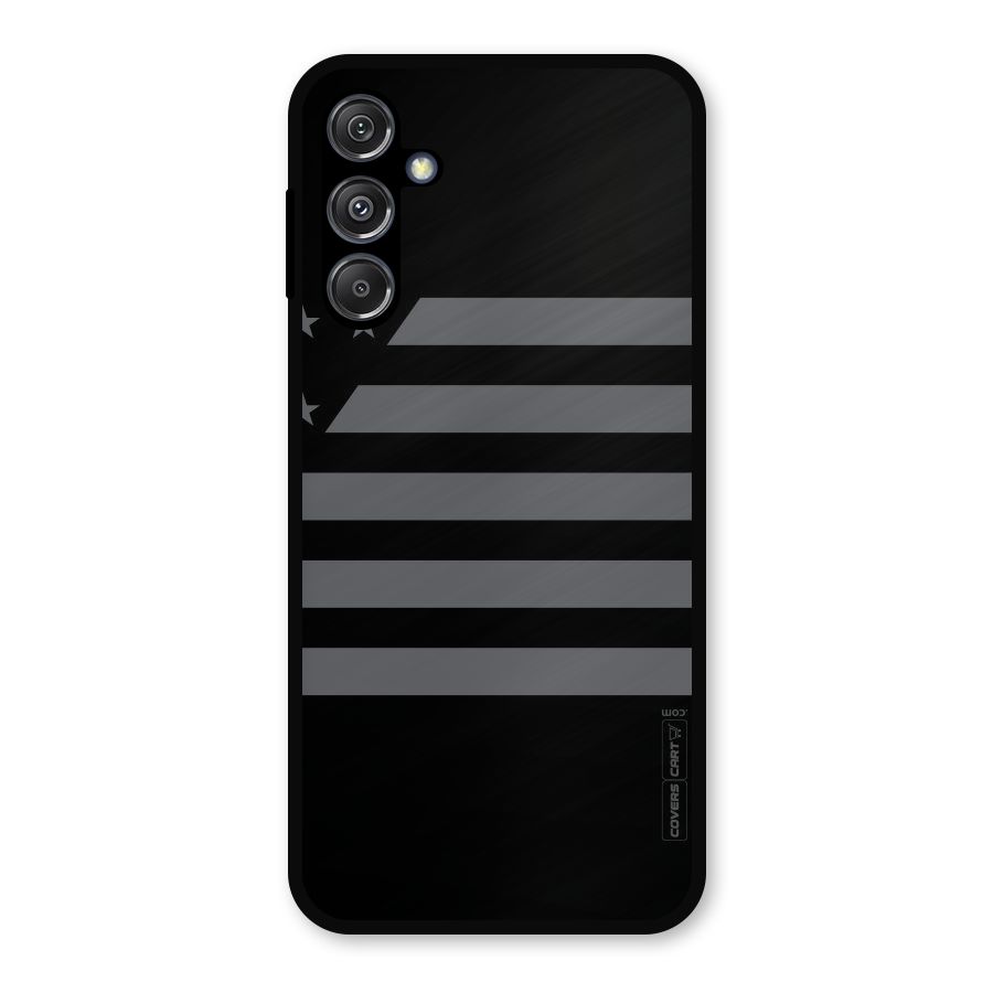 Grey Star Striped Pattern Metal Back Case for Galaxy M34 5G