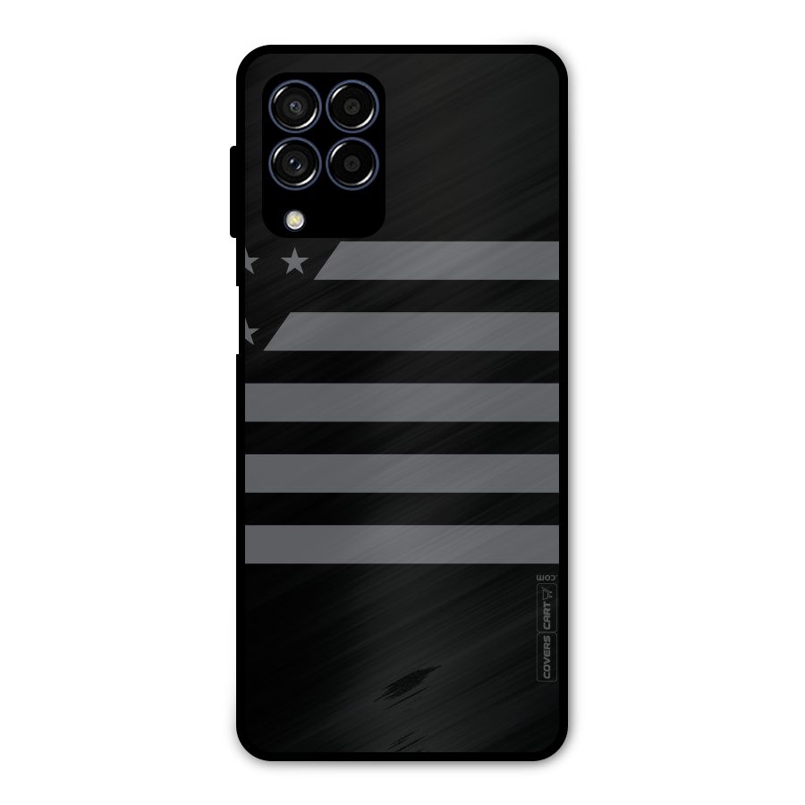 Grey Star Striped Pattern Metal Back Case for Galaxy M53 5G