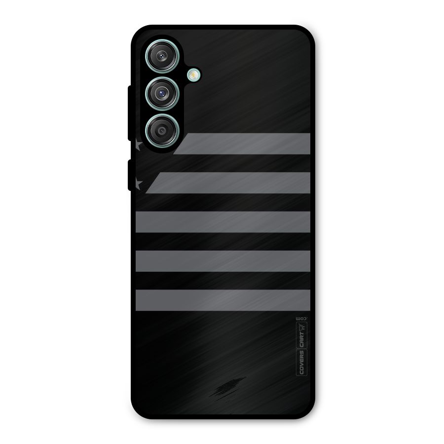 Grey Star Striped Pattern Metal Back Case for Galaxy M55 5G