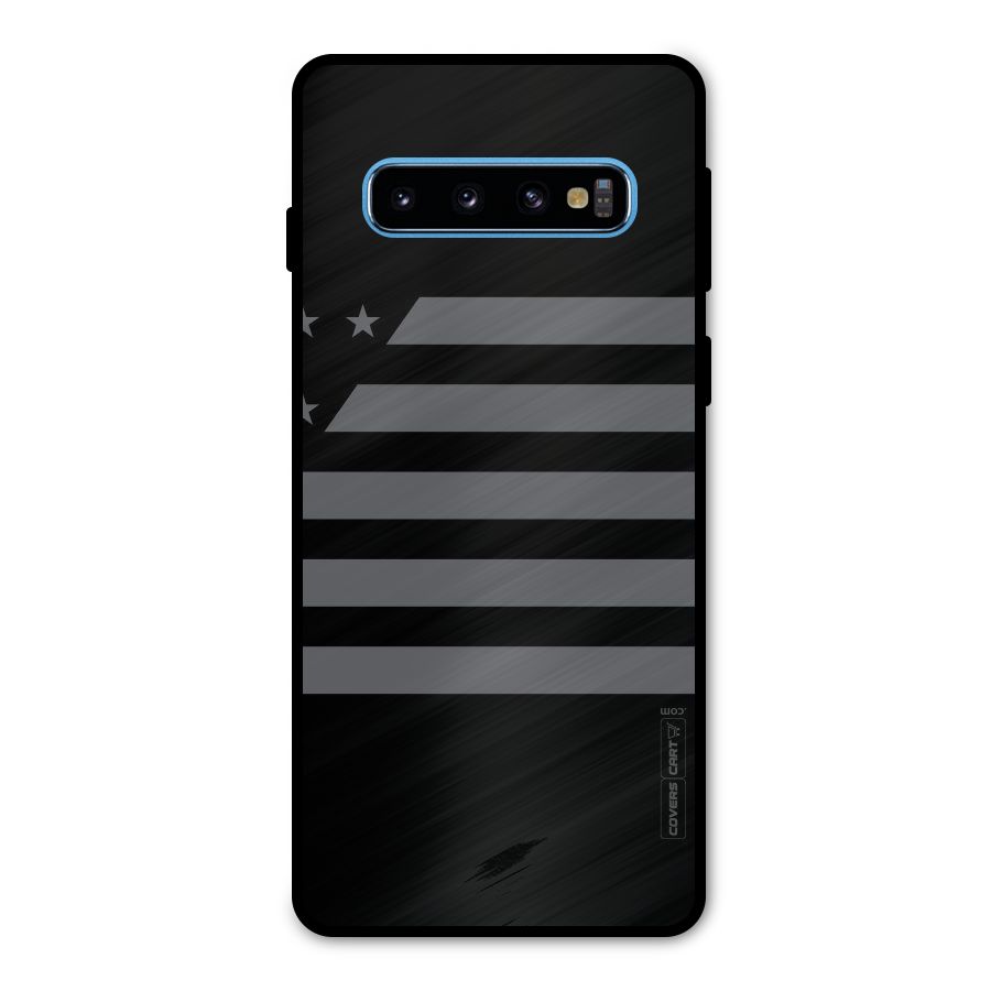 Grey Star Striped Pattern Metal Back Case for Galaxy S10