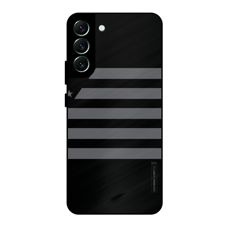 Grey Star Striped Pattern Metal Back Case for Galaxy S22 Plus 5G