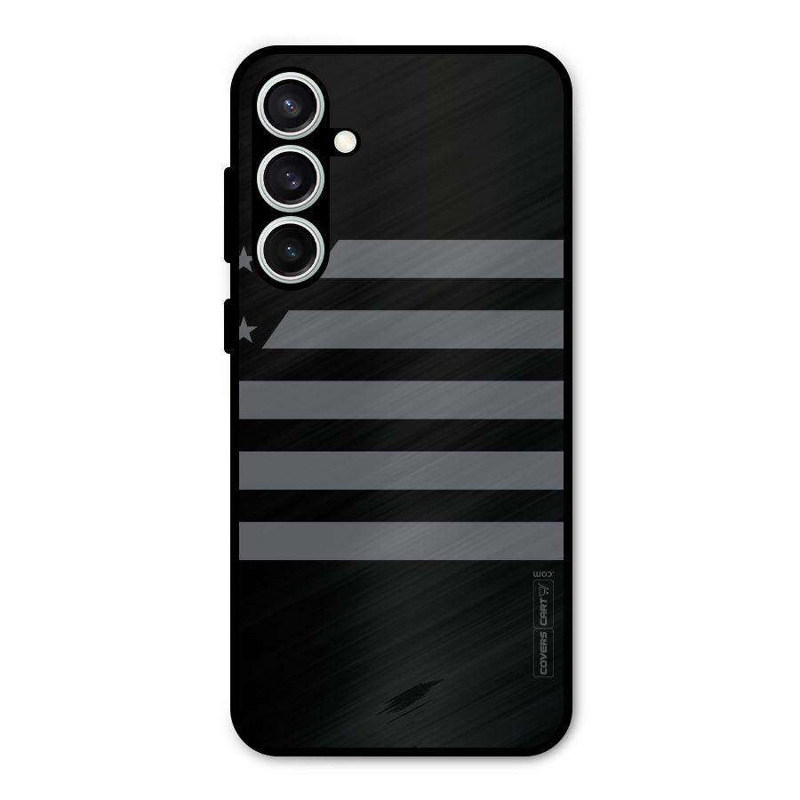 Grey Star Striped Pattern Metal Back Case for Galaxy S23 FE