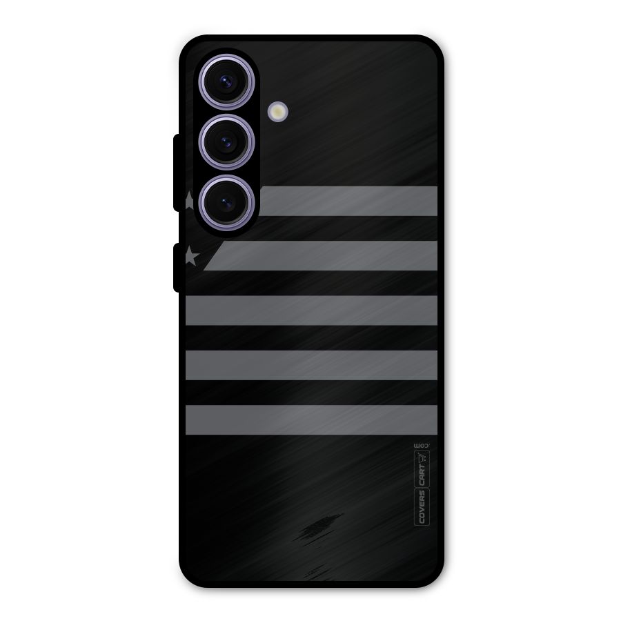 Grey Star Striped Pattern Metal Back Case for Galaxy S24
