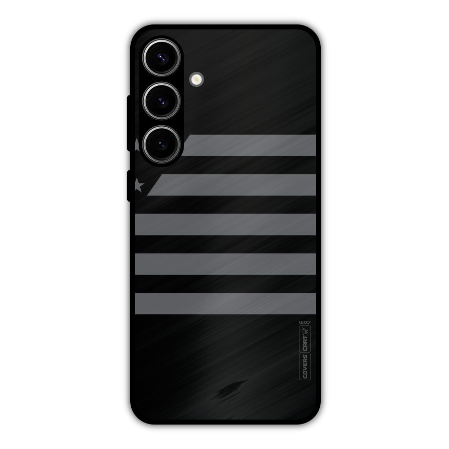 Grey Star Striped Pattern Metal Back Case for Galaxy S24 Plus