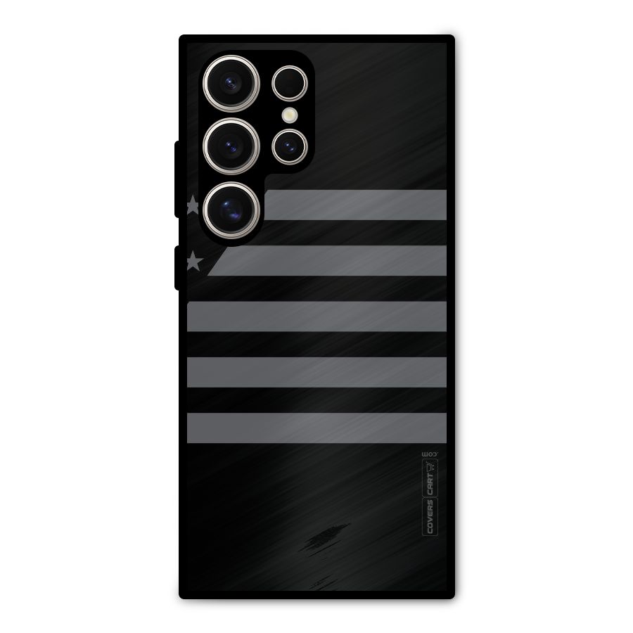 Grey Star Striped Pattern Metal Back Case for Galaxy S24 Ultra