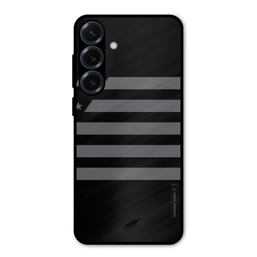 Grey Star Striped Pattern Metal Back Case for Galaxy S25 Plus