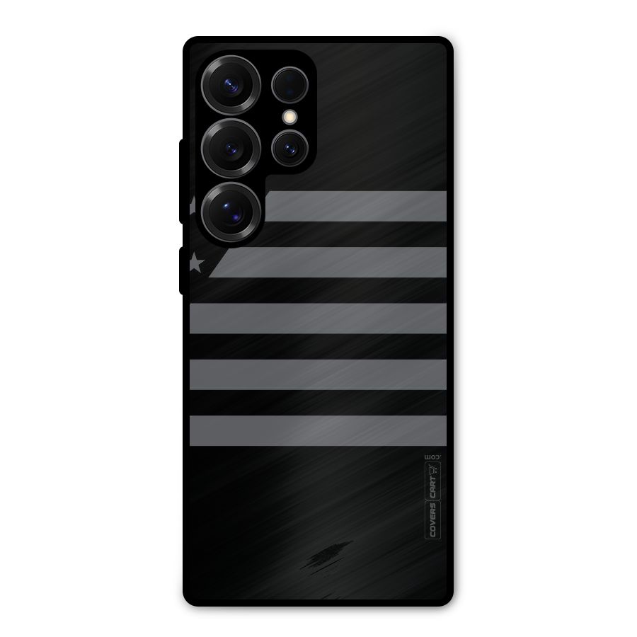 Grey Star Striped Pattern Metal Back Case for Galaxy S25 Ultra
