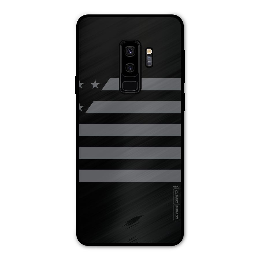 Grey Star Striped Pattern Metal Back Case for Galaxy S9 Plus