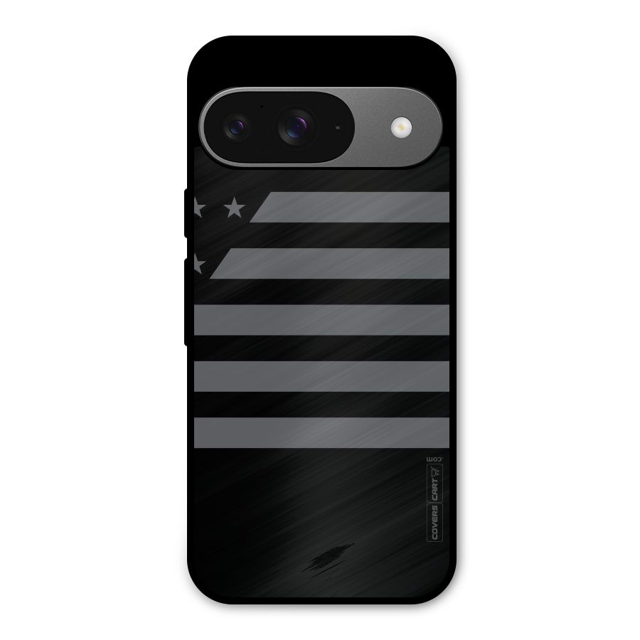 Grey Star Striped Pattern Metal Back Case for Google Pixel 9