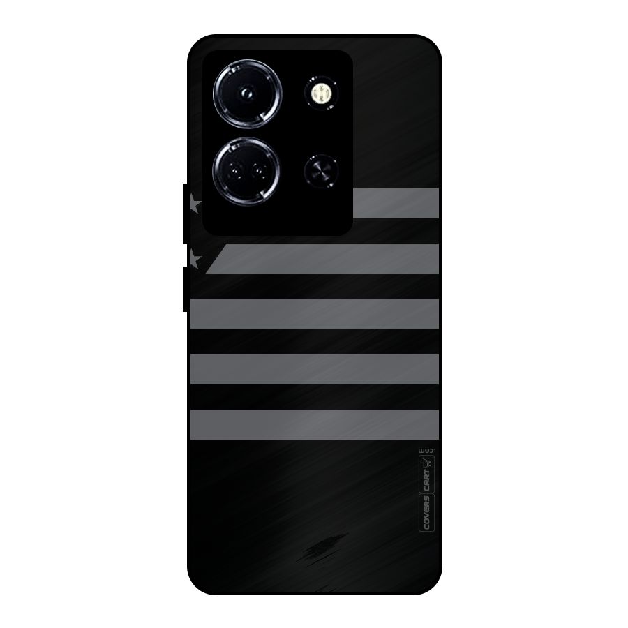 Grey Star Striped Pattern Metal Back Case for Infinix Note 30 5G