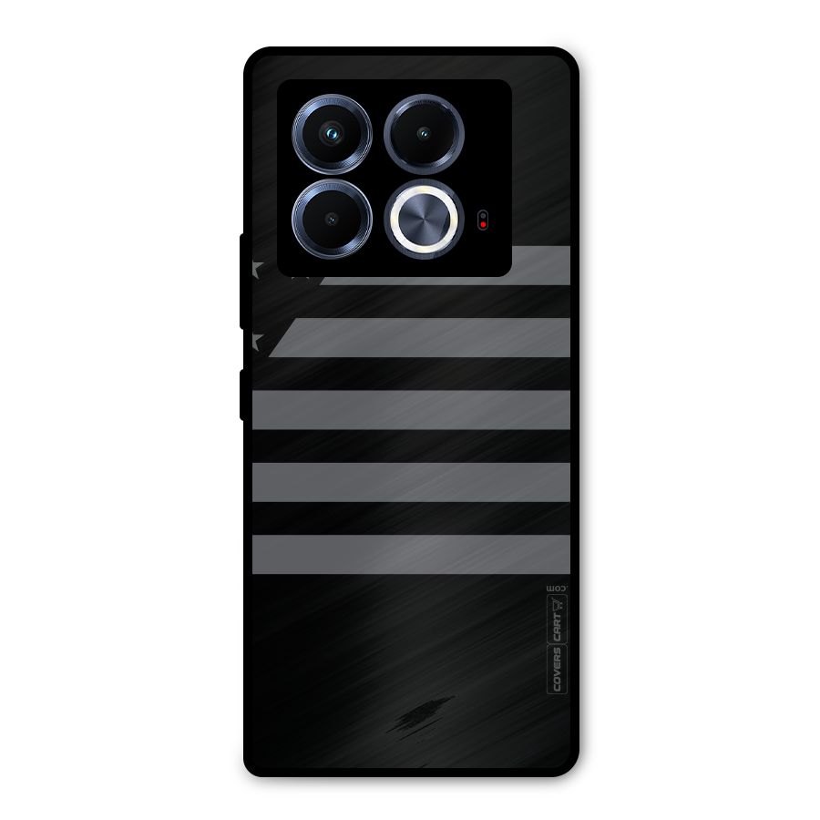 Grey Star Striped Pattern Metal Back Case for Infinix Note 40 5G