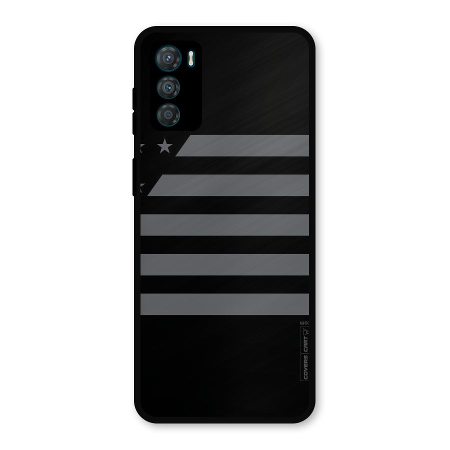 Grey Star Striped Pattern Metal Back Case for Moto G42