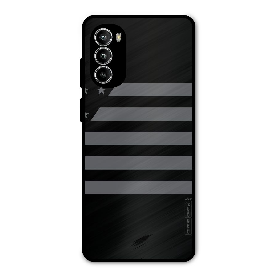 Grey Star Striped Pattern Metal Back Case for Moto G52