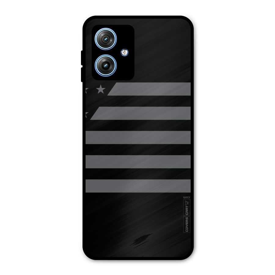 Grey Star Striped Pattern Metal Back Case for Moto G54