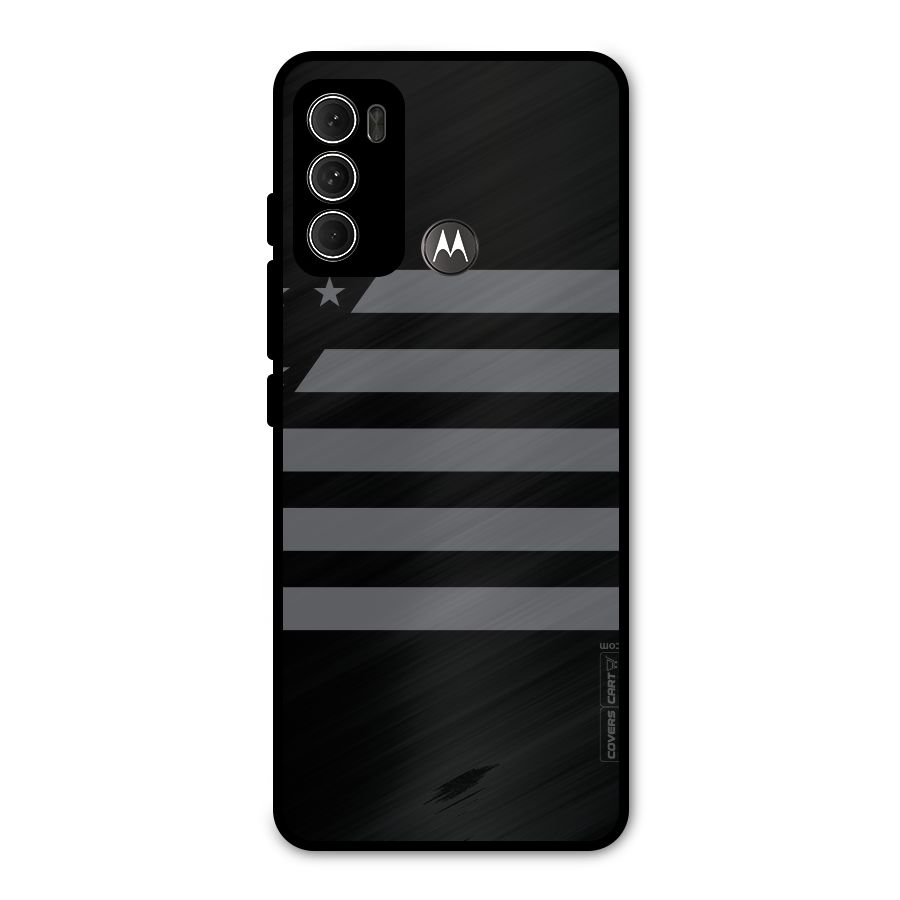 Grey Star Striped Pattern Metal Back Case for Moto G60