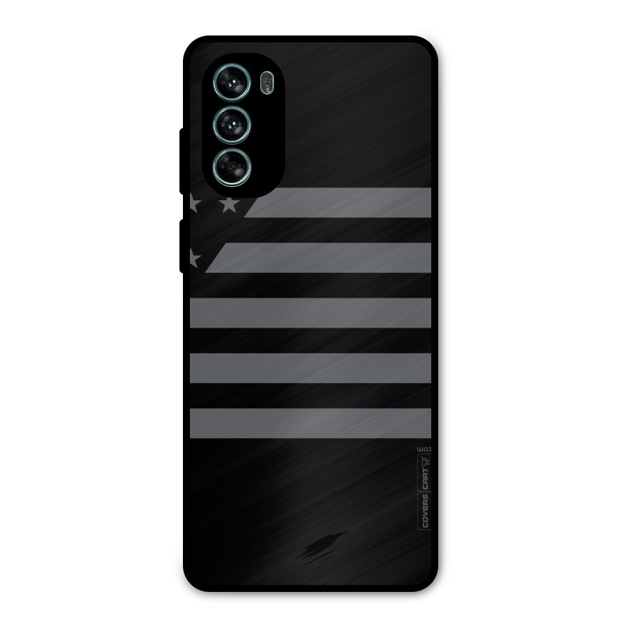 Grey Star Striped Pattern Metal Back Case for Moto G62